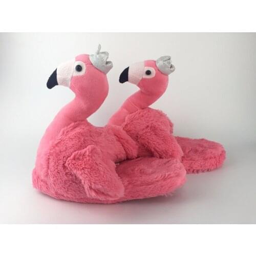 New christmas gift winter crown Flamingos slippers women shoes warm cotton slippers plush for girl friend gift