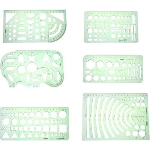 Uxcell Geometric Drawing Template Measuring Ruler for Drawing Engineering Drafting 6pcs