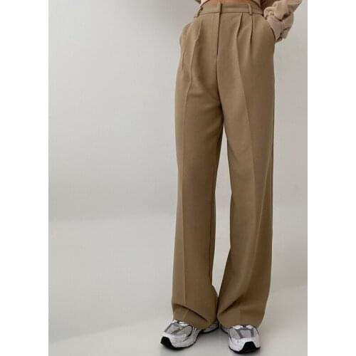 Vintage Khaki Pants 90S Solid Basic Pants Y2K Botton Patched Trousers Women Causal Straight Pants Fashion Suit Pants Rapwriter