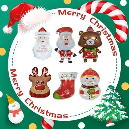 Santa Claus Elk Bear Shaped Aluminum Film Balloon Party Holiday Banquet Decoration Childrens Toys