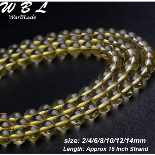 WarBLade 6mm 8mm 10mm 12mm Natural Stone 6A Beads Round Yellow Crystal Loose Beads For DIY Bracelet Jewelry Making