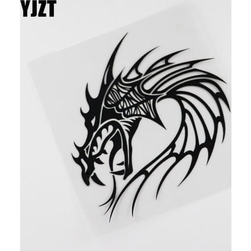 YJZT 15.5CMX15.5CM Fashion Tribal Dragon Monster Vinyl Car Sticker Black /Silver 13C-0122