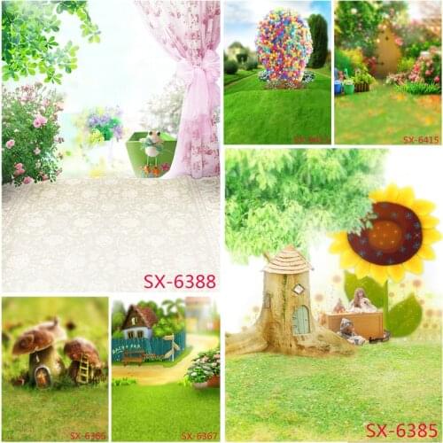 Children Birthday Photography Backdrops Scenery Flowers Lawn Baby Newborn Portrait Photo Background Studio Props 2157 YXFL-30