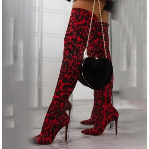 2020 Faux Suede Super High Heels Women Thigh High Boots Elegant Thin Heeled Stretch Over The Knee Boots Autumn Winter Long Boots
