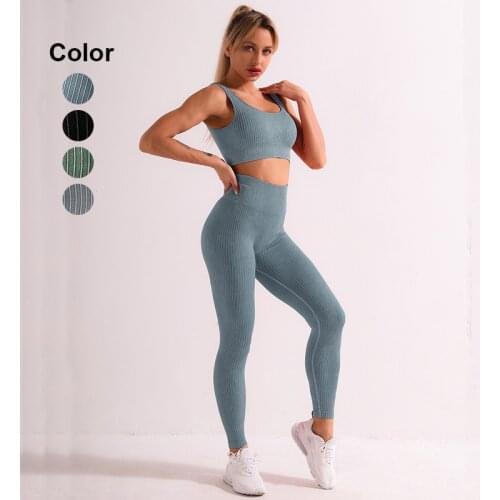 Women Yoga Set Sports Bra Seamless Leggings Fitness Wear Outfit 2 Pieces Gym Workout Clothes Water Wash Craft Womens Sportswear
