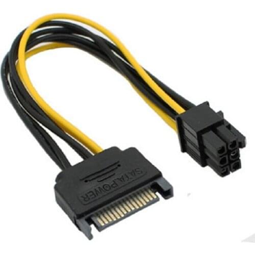 1pcs 15pin SATA Power to 6pin PCIe PCI-e PCI Express Adapter Cable for Video Card