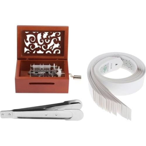 15 Tone Hand Music Box With Paper Tape Puncher Vintage Carved Wooden Box DIY Your Down Music Box