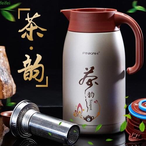 1L/1.5LThermo Jug Heat Kettle Vacuum Insulated Pot Coffee Tea Thermos Flasks Cups