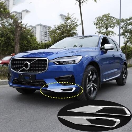2pcs For Volvo XC60 2018-2019 ABS Chrome Front bumper fog lights decorative frame cover trim Car Styling Accessories