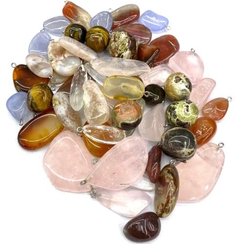 5pcs Natural Stone Crystal Agates Pendants for Jewelry Making DIY Necklace