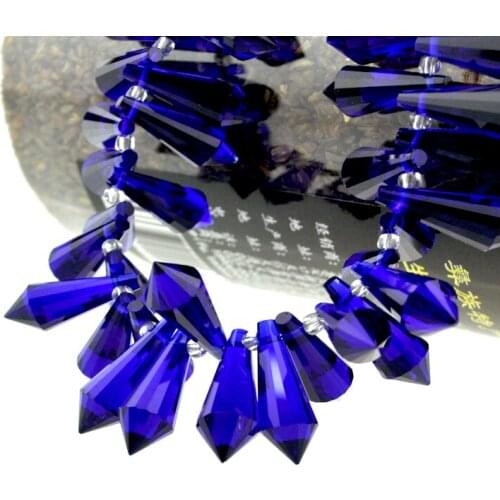 500pcs high quality tear drop crystal beads royal blue color glass loose beads jewelry findings for necklace making size 8x20mm