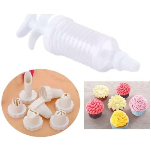 8pcs/set Icing Syringe 8 Nozzles Confectionary Cookie Tips DIY Pastry Tools Cake Decorations Syringe Confectionery Pastry Tool