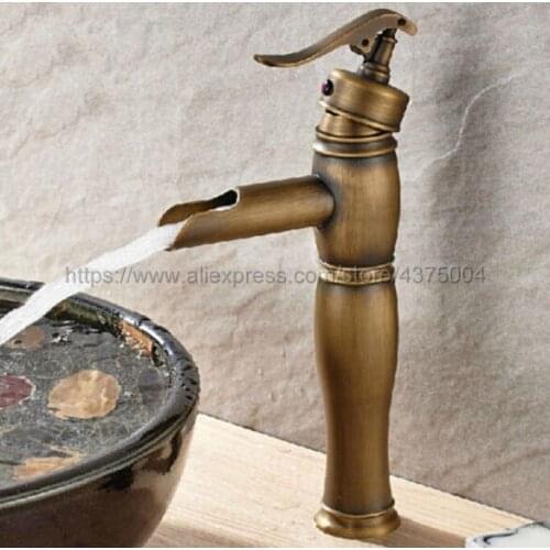 Antique Brass Faucet Retro Carved Basin Faucet Rotating Single Handle Single Hole Hot And Cold Water Nnf125