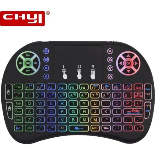 CHYI Mini Wireless Keyboard With Colorful Backlight Touchpad USB Gaming Rechargeable Computer Keypad For Gamer PC Laptop Desktop