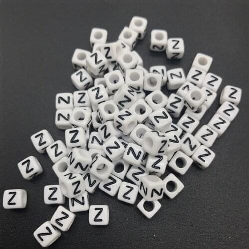 100pcs 6mm Letter Z Square Alphabet Beads Acrylic Beads For Jewelry Making DIY Bracelet Necklace Accessories