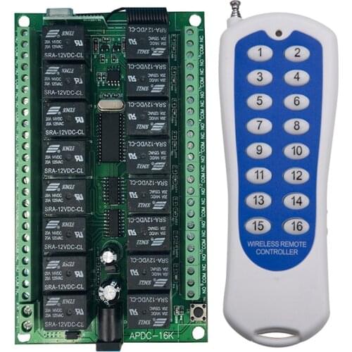 DC 12V 16 Channels 16CH RF Wireless Remote Control Switch Remote Control System receiver transmitter 16CH Relay 315/433 MHz