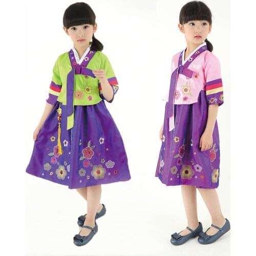 Childrens Dance Costume Korean Traditional Dress Fashion Improved Hanbok Girl Birthday Party Clothes Toddler Girl Outfits