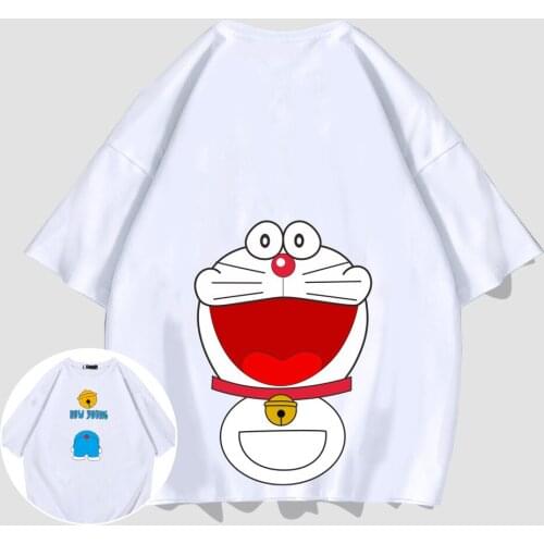 Doraemon Anime Graphic T Shirts Harajuku Oversized Men Clothing Tops Haikyuu Summer Funny Tees 100% Cotton Unisex Women Tee