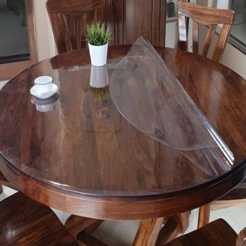 Table Cover Round Transparent Tablecloth PVC Waterproof Oilproof Glass Soft Cloth Home Kitchen Dining Room Placemat 1mm