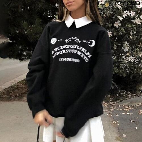 Brown Black Oversized Autumn Hoodies Gothic Streetwear Chic Letter Grunge Aesthetic Print Hoodies Women Long Sleeve Hoodies New