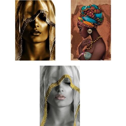 African Art Black and Nude Woman Oil Painting on Canvas Cuadros Posters and Prints Scandinavian Wall Art Picture for Living Room