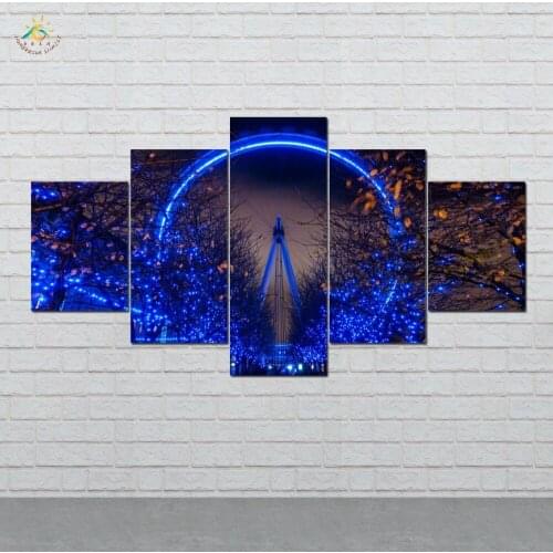 London Eye Christmas lights Picture And Poster Canvas Painting Modern Wall Art Print Pop Art Wall Pictures 5 Pieces