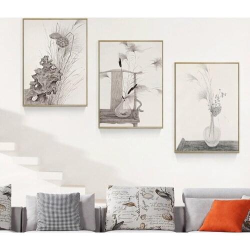 Chinese Style Flower Lotus Water Lily Zen by Qibaishi Elegance Posters and Prints Canvas Painting Wall Pictures For Living Room