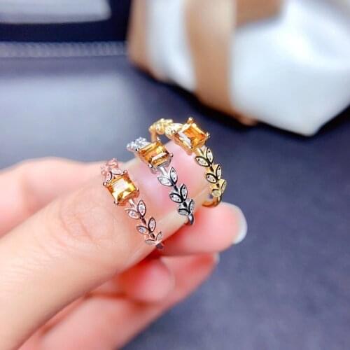 2021 newest natural citrine Gemstone Ring yellow color round natural gem certified fireworks real 925 silver girl birthday gift
