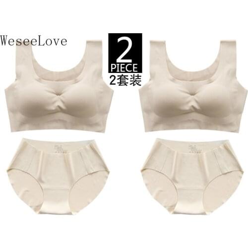 WeseeLove 2 pieces of bra sets for women New arrival wire free Seamless underwear panties thin cup brallete lingerie б