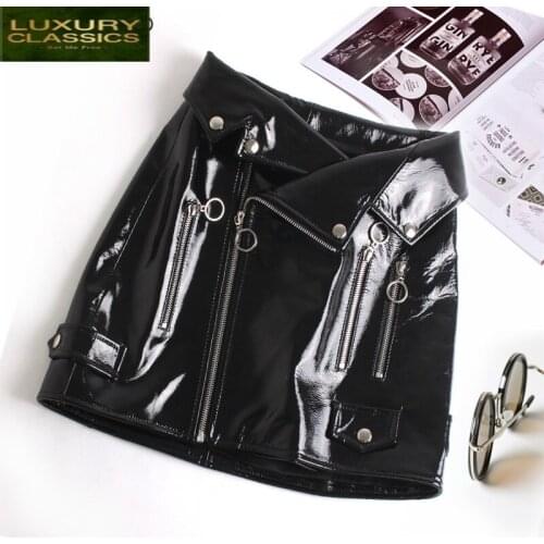 Leather Women Skirts Genuine Spring Autumn Real Sheepskin Skirt Mini Short Skirt Elegant Ladies Black Skirts 2021 LWL1589