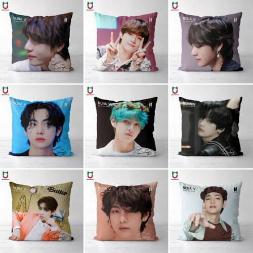 Kpop Cushion Nuna V Pillowcase Kpop Pillowcase JK SUGA JINMIN JIN V Cushion Cover Square One Side Poszewki Na Poduszki