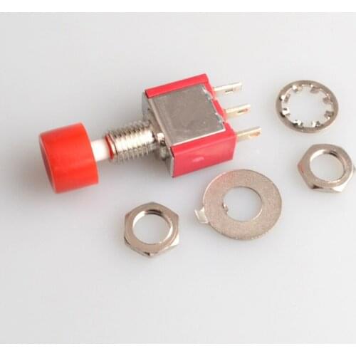 Red 3 Pins SPDT Momentary AC 2A/250V 5A/120V Push Button Pushbutton Switch 1 NO 1 NC