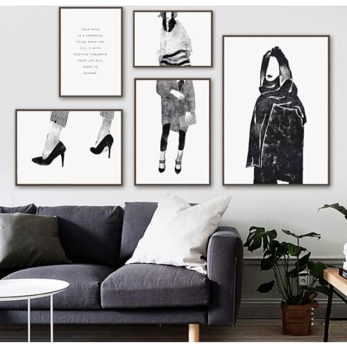 Fashion Women High Heels Hat Bag Quote Wall Art Canvas Painting Nordic Posters And Prints Wall Pictures For Living Room Decor
