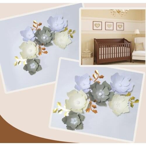 Handmade Mix Easy DIY Paper Flowers Gold Leaves Set For Nursery Wall Deco Boys Room Baby Shower Backdrop Video Tutorials