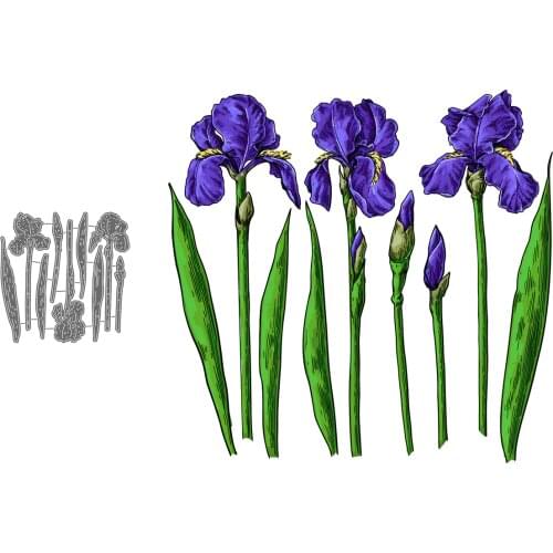 Iris Flower And Leaves Isolated Set Metal Craft Dies Cutting For Diy Scrapbooking Paper Handmade Mold 2021 Embossing New