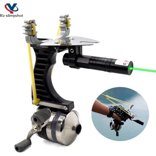 Fishing Slingshot Set with Green Laser Bow and Arrow Shooting Catapult Fishing Reel Suit for Outdoor Hunting Accessories Upgrade