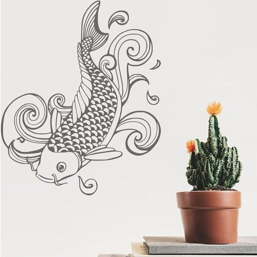 Japanese Style Koi Wall Decal Koi Sticker Tattoo Style Zen Meditation Japanese Koi Wall Sticker Vinyl Bedroom Decor Mural C911