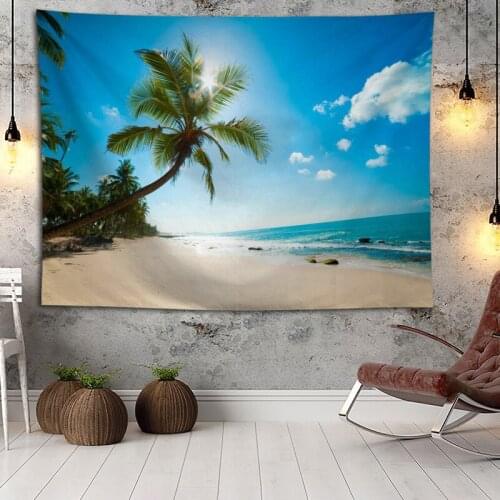 Beach Shell Coconut Tree Wall Hanging Tapestry Home Party Decorative Tapestries Photo Background Cloth Table Cloth Wall Tapestry