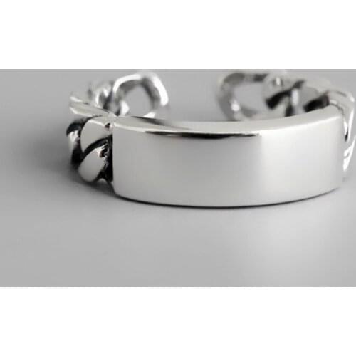 Real Silver Color Jewelry Chains Rings for Women Wedding Finger Open Ring Anillos Anelli