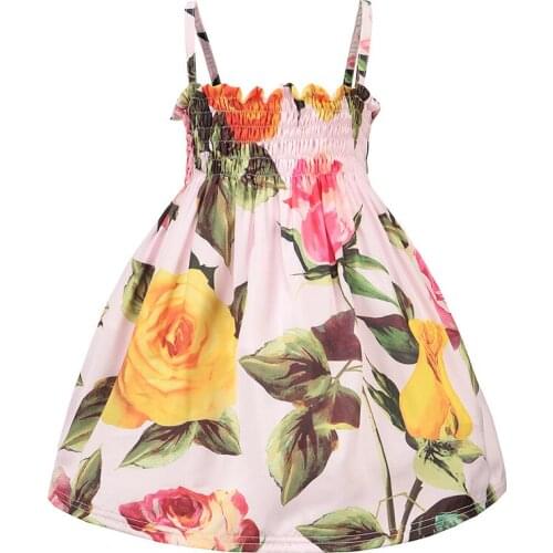 2017 New Baby Girls Floral Strap Dress,kids Girl Princess Party Birthday Dresses Clothes 609