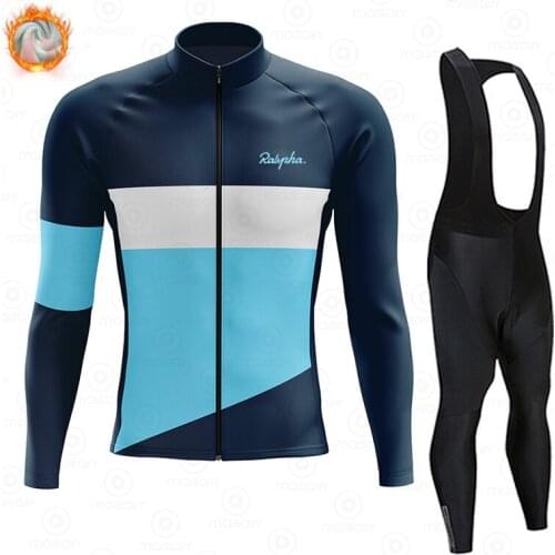 2022 New Mens Team Warm Ralvpha Jacket Set Winter Cycling Clothing Long Sleeve Jersey MTB Clothes Thermal Fleece Ropa Ciclismo