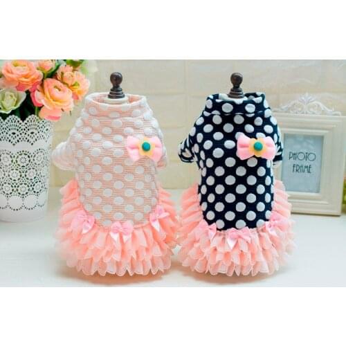 New Thick Lovely Dot Pet Dogs Winter Dress Coat Free Shiping By CPAM Small Puppy Clothing