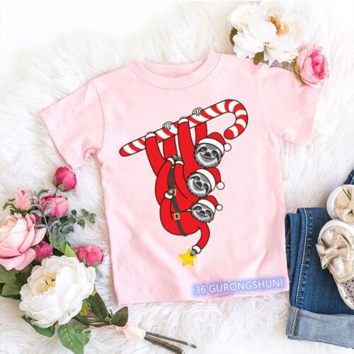 New childrens t-shirts with Santa Claus pattern and koala graphic print kids Christmas clothing Harajuku girls' t-shirts tops