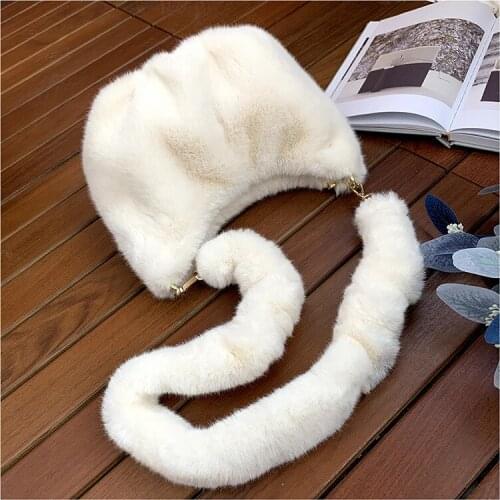 Solid Color Soft Fluffy Plush Women Messenger Bags Winter Lamb Faux Fur Ladies Shoulder Bag Large Capacity Female Casual Tote