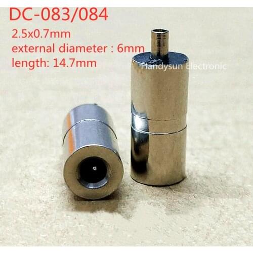 DC-083/084 DC Power Socket 2.5x0.7mm Charging Socket Female Base Interface All Metal Cylinder Panel Mount Connector Adapter