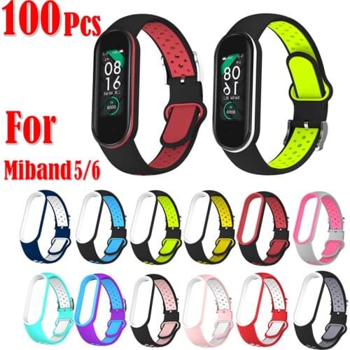 100Pcs for Mi Band 5 6 Bracelets Strap For Xiaomi Mi Band 5 Smart Wristband Bracelet Wrist Strap For Xiaomi MiBand 6 Wrist Band