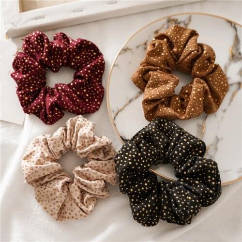 Korean New Elastic Dot Punk Style Gold Rivet Scrunchie Hair Rope Girls Hair Ring Ties Women Hairband Ponytail Hair Accessories