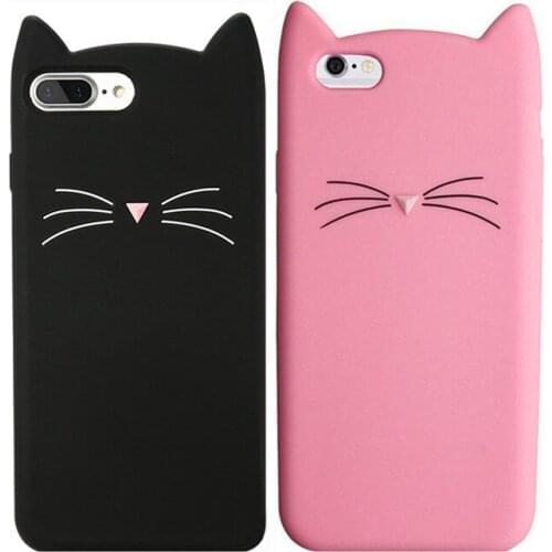Cartoon Cat Silicone Case for iPhone 7 8 Plus Soft Shockproof Protective Cover on For iPhone 6 6s Plus 5 5s Mobile Phone Case