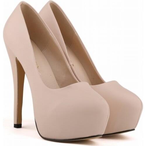 Women Pumps 14cm Sexy Super High Heels Fashion Round Toes Platform Heels Casual Party Dress Red Wedding Shoes Large Size