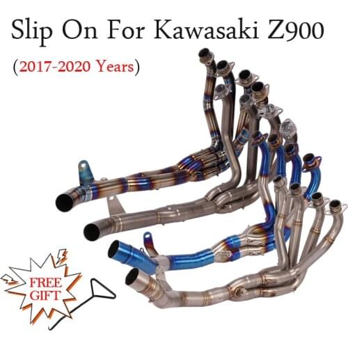 Full System Motorcycle Exhaust Escape Modified Front Middle Link Pipe Without Muffler Slip On For Kawasaki Z900 Titanium Alloy